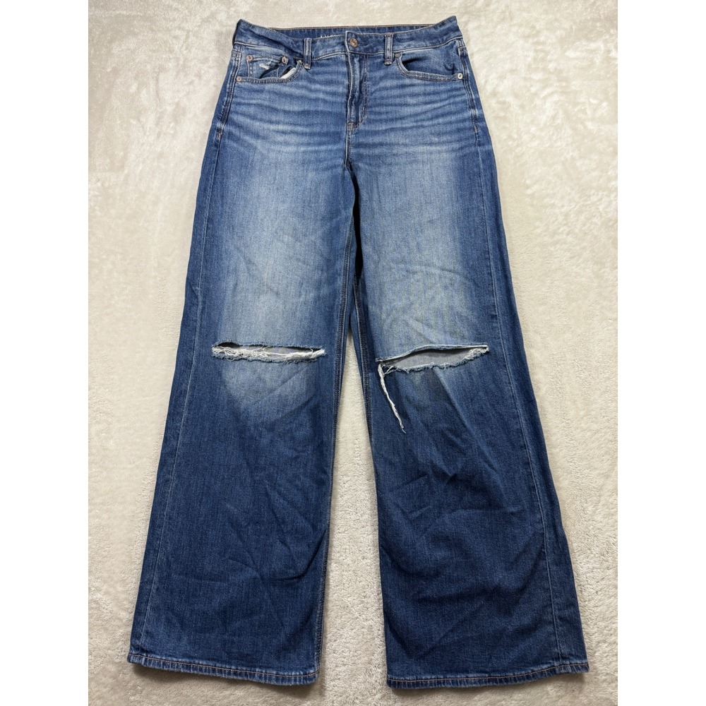 American Eagle Womens Super High Rise Baggy Wide Leg Jeans 8 Meas: 31x31